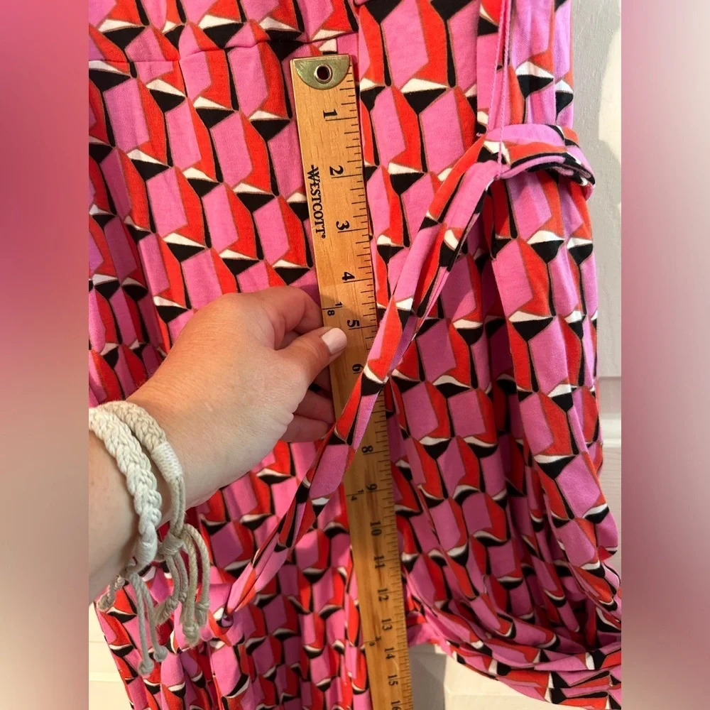 DIANE VON FURSTENBERG NWT Preppy Target Sleeveless Pink Modern Geo Jumpsuit S - Picture 14 of 14